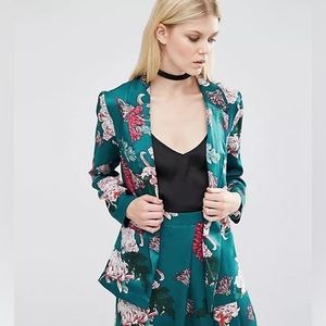 ASOS Satin Floral Thin Blazer Unlined